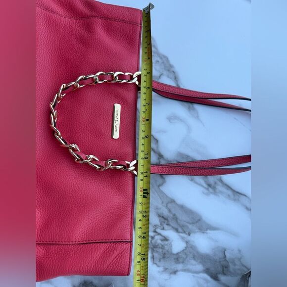 Michael Kors Raspberry Pebbled Leather Tote – Like New w/ Gold Chain Detail - Picture 10 of 17